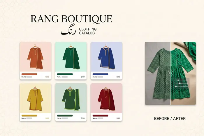 Concept clothing catalog layout for a fictional boutique