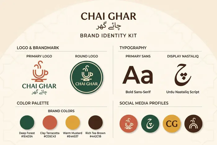 Concept brand kit for a fictional cafe called Chai Ghar